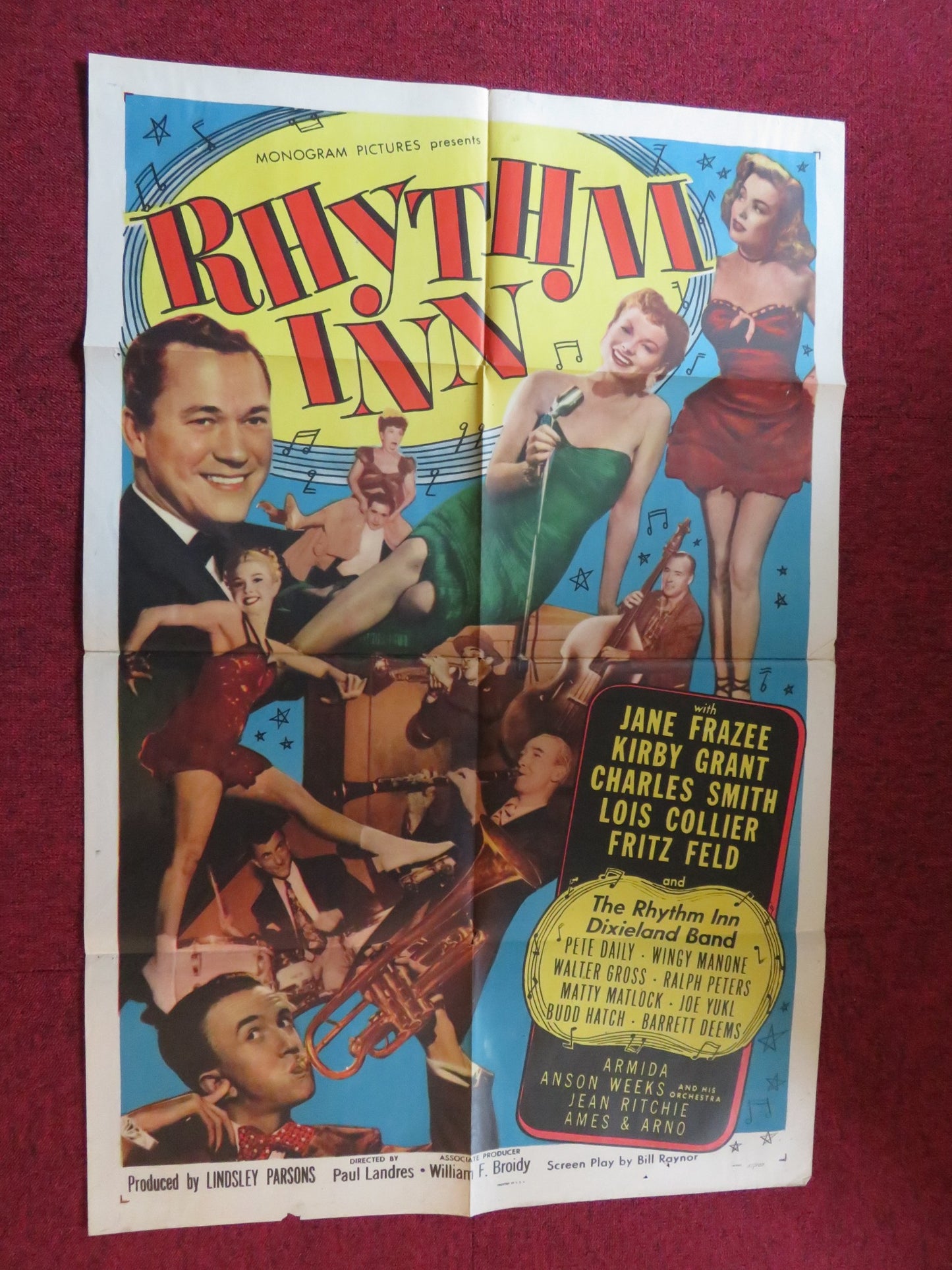 RHYTHM INN FOLDED US ONE SHEET POSTER JANE FRAZEE KIRBY GRANT 1951