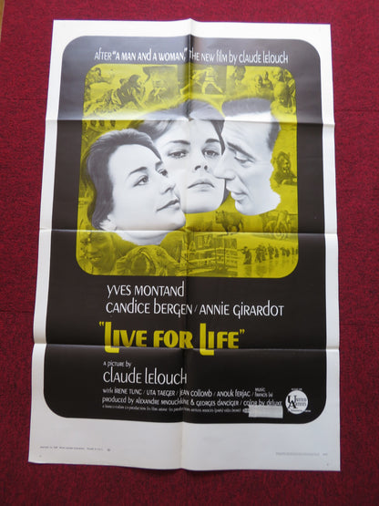 LIVE FOR LIFE FOLDED US ONE SHEET POSTER YVES MONTAND CANDICE BERGEN 1968