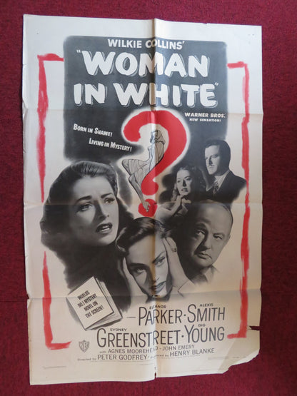 THE WOMAN IN WHITE FOLDED US ONE SHEET POSTER ELEANOR PARKER ALEXIS SMITH 1948