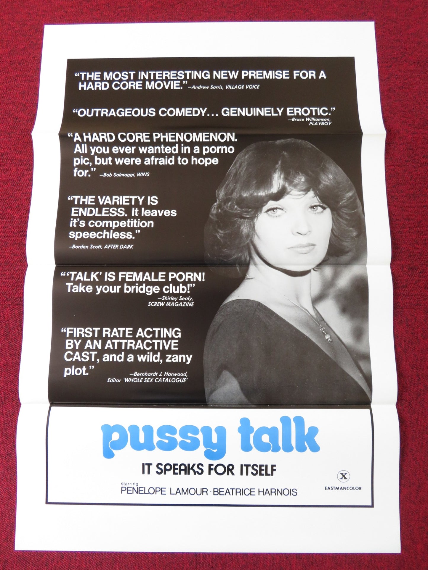 PUSSY TALK US TRI FOLDED ONE SHEET ROLLED POSTER PENELOPE LAMOUR 1975