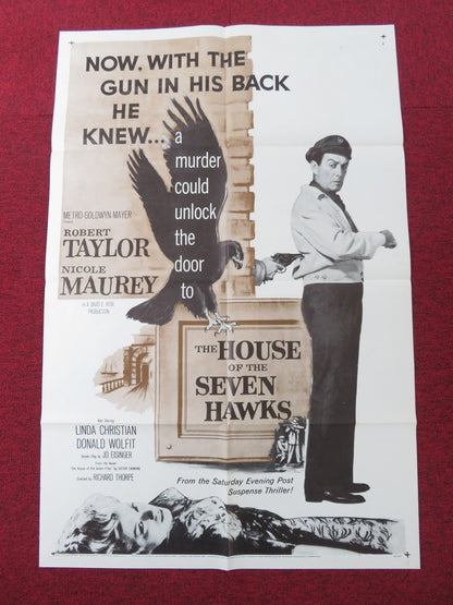 THE HOUSE OF THE SEVEN HAWKS FOLDED US ONE SHEET POSTER ROBERT TAYLOR 1959