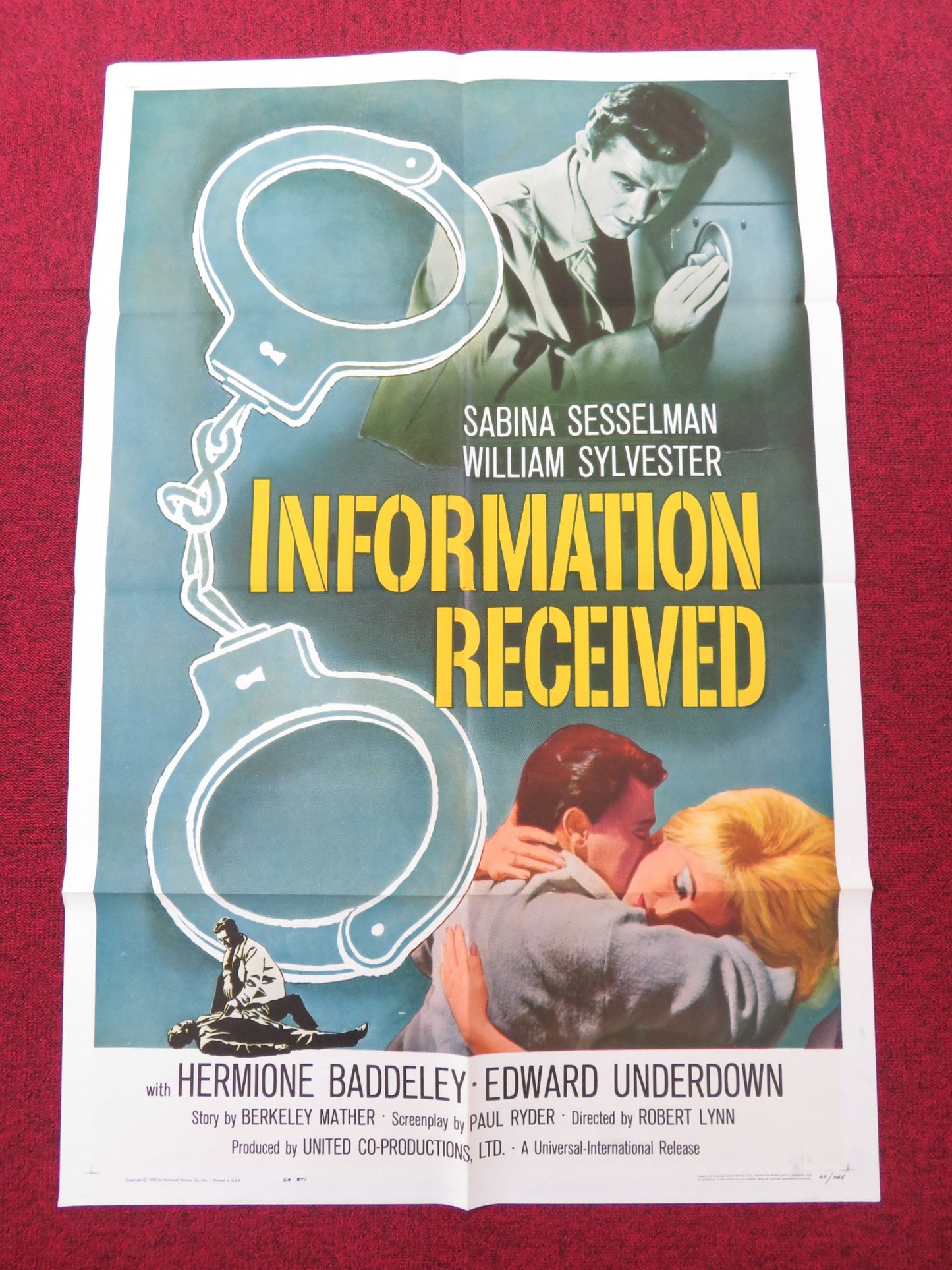 INFORMATION RECEIVED FOLDED US ONE SHEET POSTER S.SESSELMANN WILLIAM SYLVES 1962