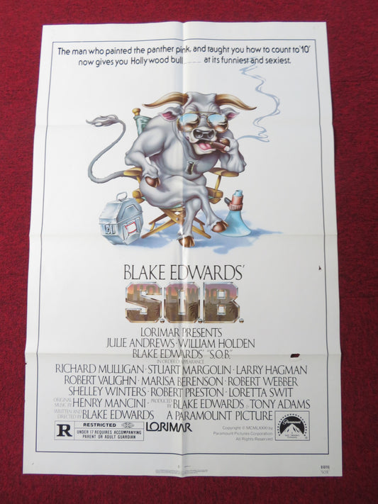 S.O.B FOLDED US ONE SHEET POSTER JULIE ANDREWS WILLIAM HOLDEN 1981