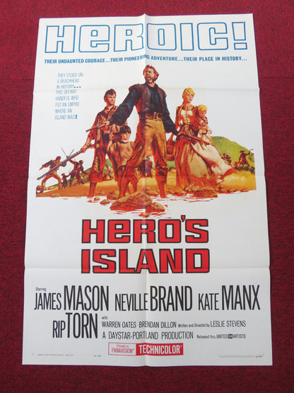 HERO'S ISLAND FOLDED US ONE SHEET POSTER JAMES MASON RIP TORN 1962