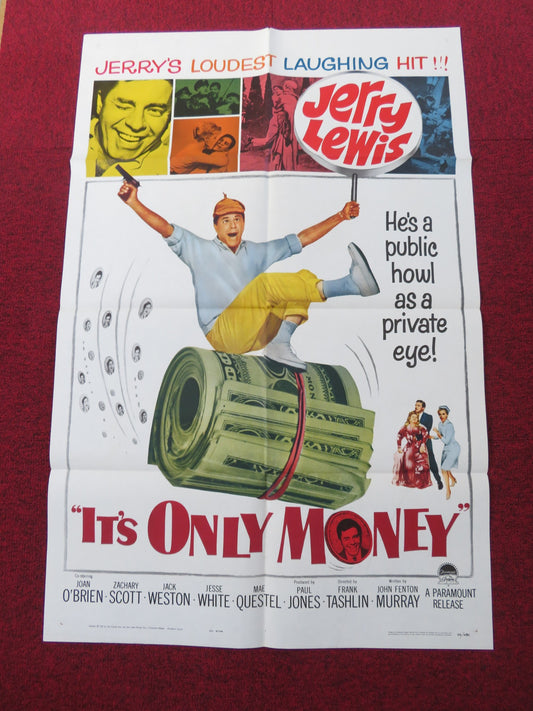 IT'S ONLY MONEY FOLDED US ONE SHEET POSTER JERRY LEWIS JOAN O'BRIEN 1962