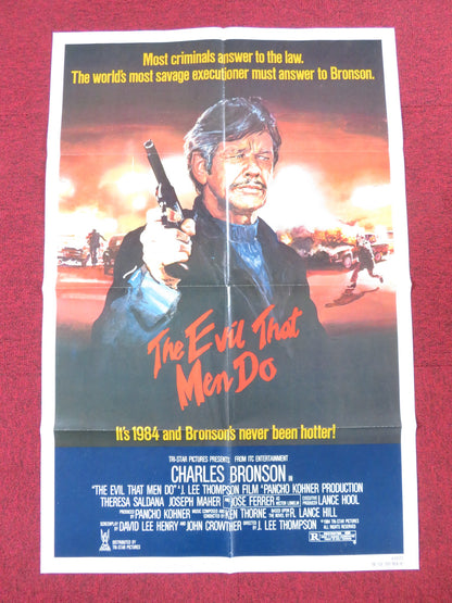 THE EVIL THAT MEN DO FOLDED US ONE SHEET POSTER CHARLES BRONSON T. SALDANA 1984