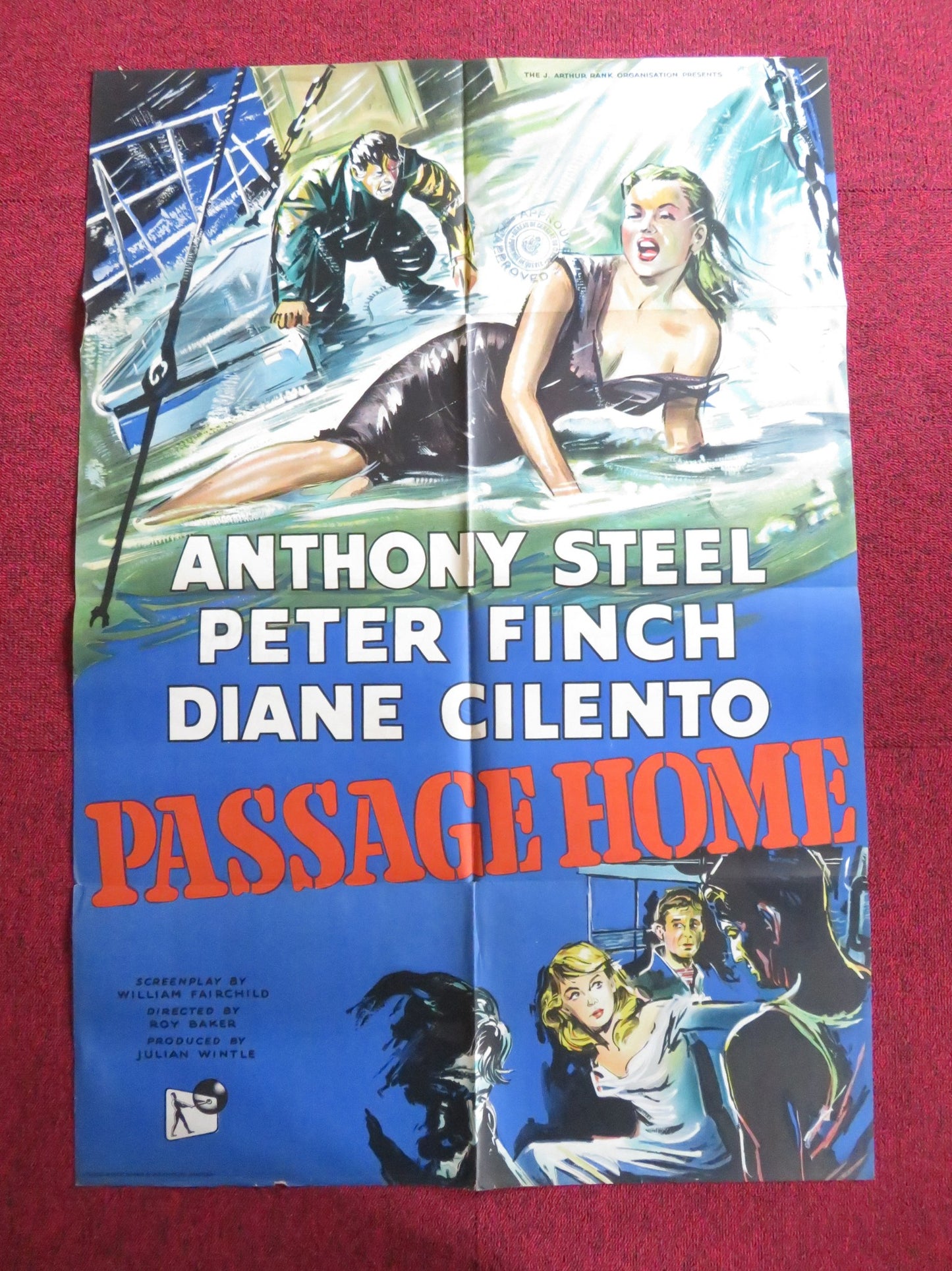 PASSAGE HOME FOLDED UK ONE SHEET POSTER ANTHONY STEEL PETER FINCH 1955