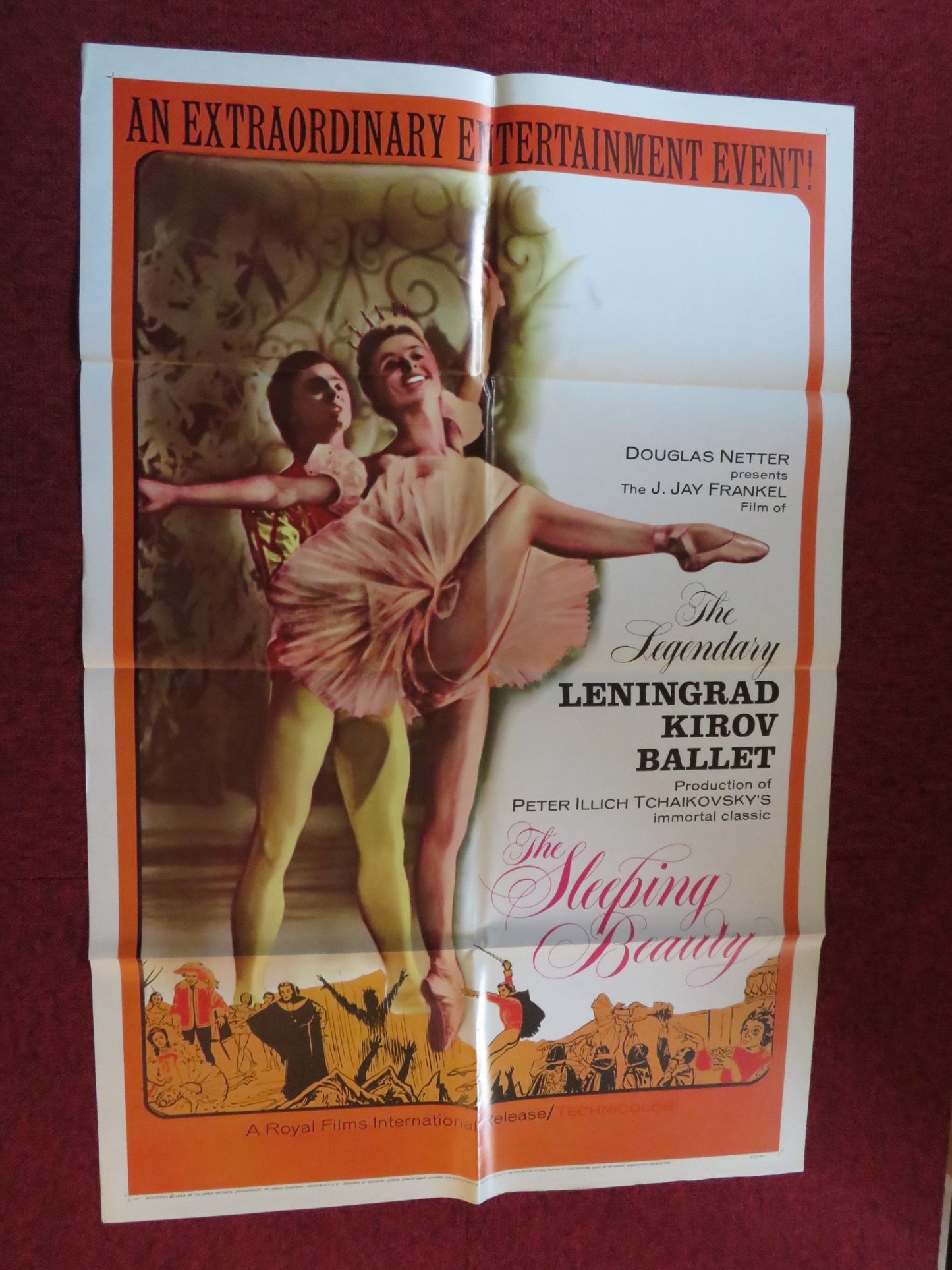 THE SLEEPING BEAUTY FOLDED US ONE SHEET POSTER LENINGRAD KIROV BALLET 1966