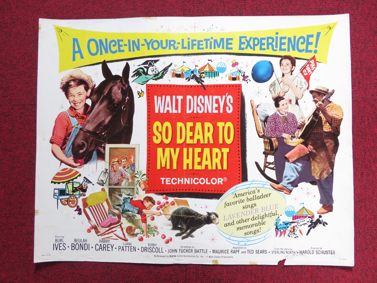 SO DEAR TO MY HEART US HALF SHEET (22"x 28") POSTER DISNEY BURL IVES BONDI 1964