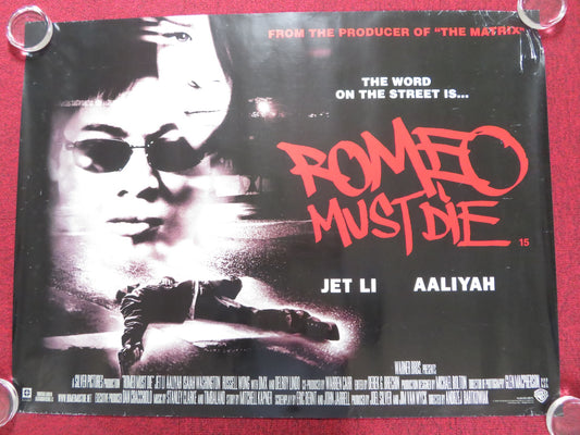 ROMEO MUST DIE UK QUAD (30"x 40") ROLLED POSTER JET LI AALIYAH 2000