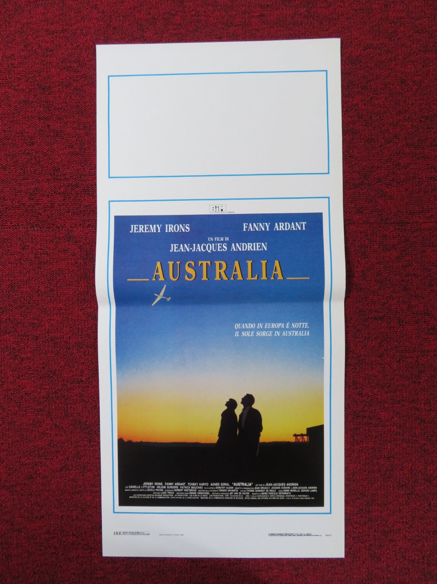 AUSTRALIA ITALIAN LOCANDINA POSTER JEREMY IRONS FANNY ARDANT 1989