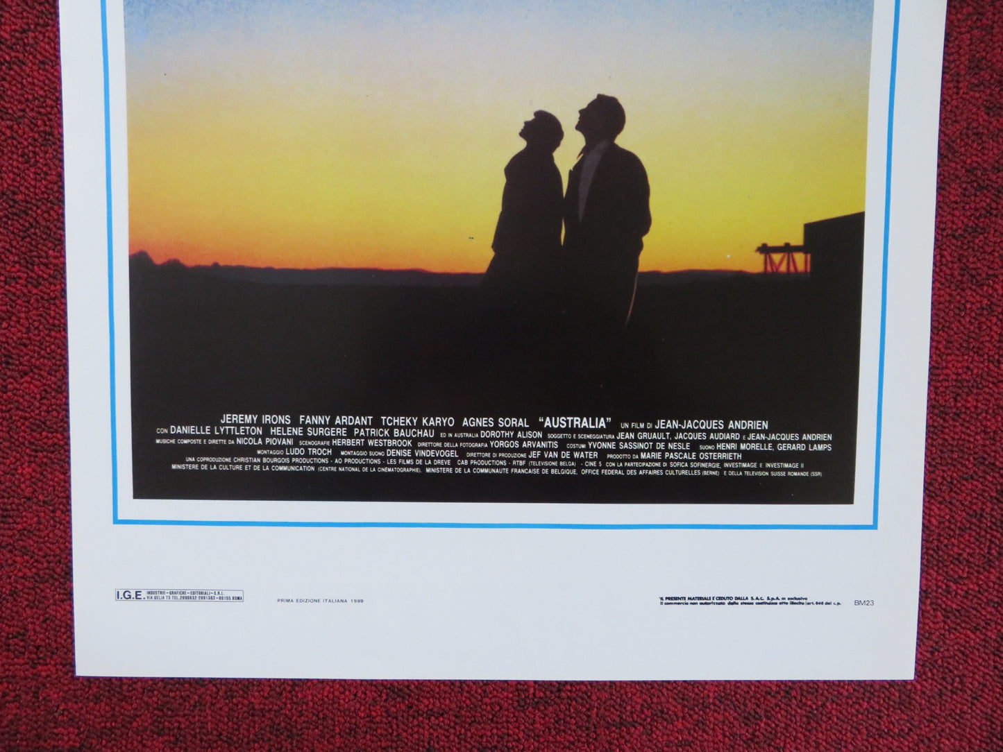 AUSTRALIA ITALIAN LOCANDINA POSTER JEREMY IRONS FANNY ARDANT 1989