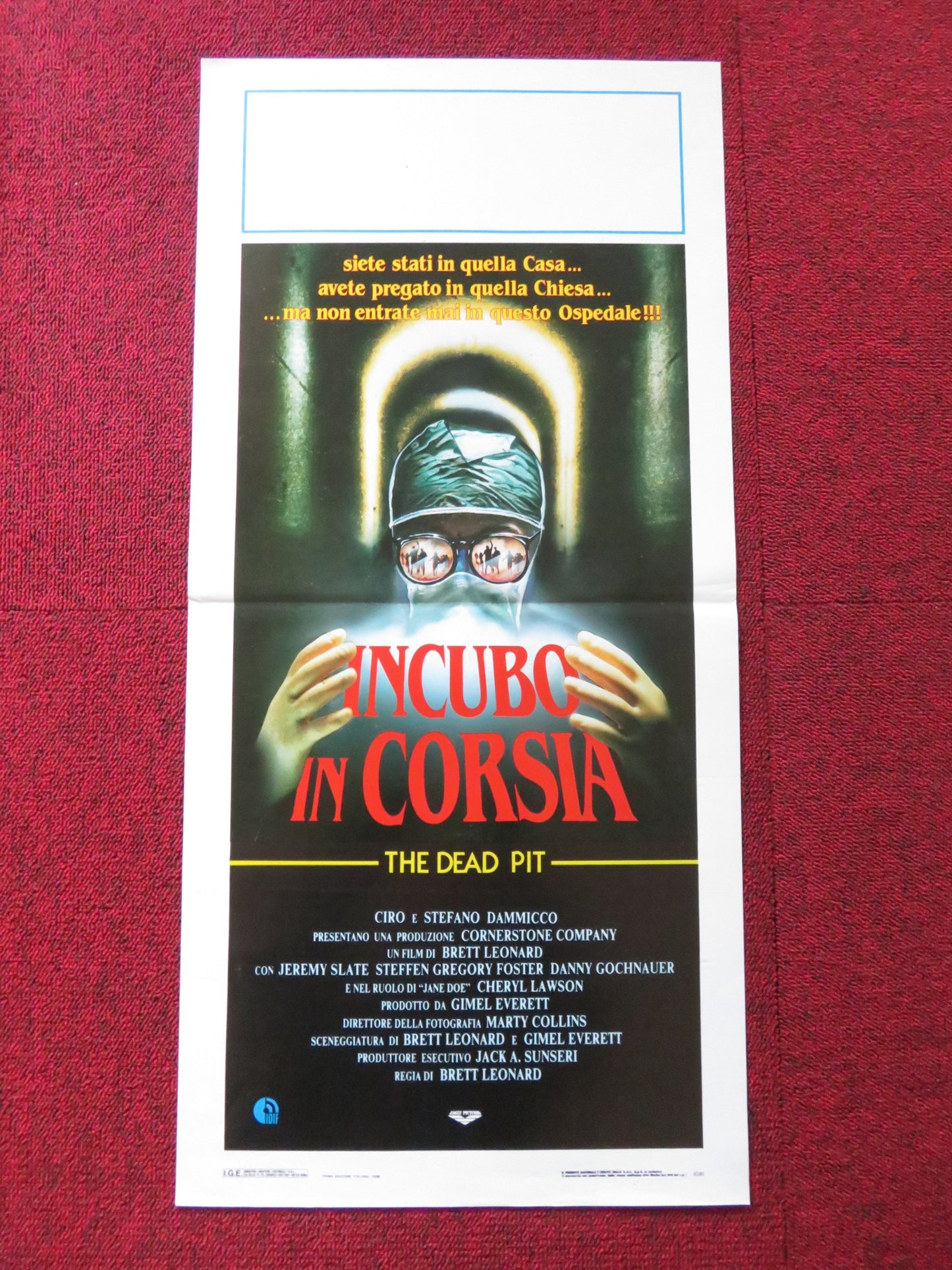 INCUBO IN CORSIA ITALIAN LOCANDINA POSTER JEREMY SLATE CHERYL LAWSON 1989