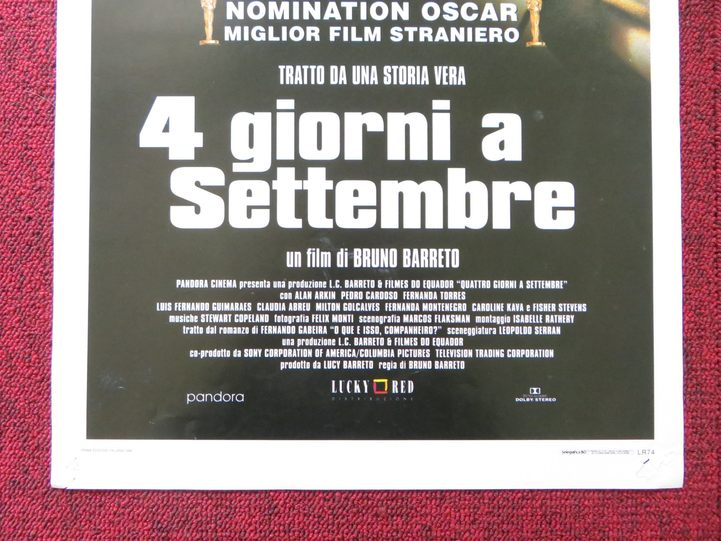 FOUR DAYS IN SEPTEMBER ITALIAN LOCANDINA POSTER ALAN ARKIN FERNANDA TORRES 1997