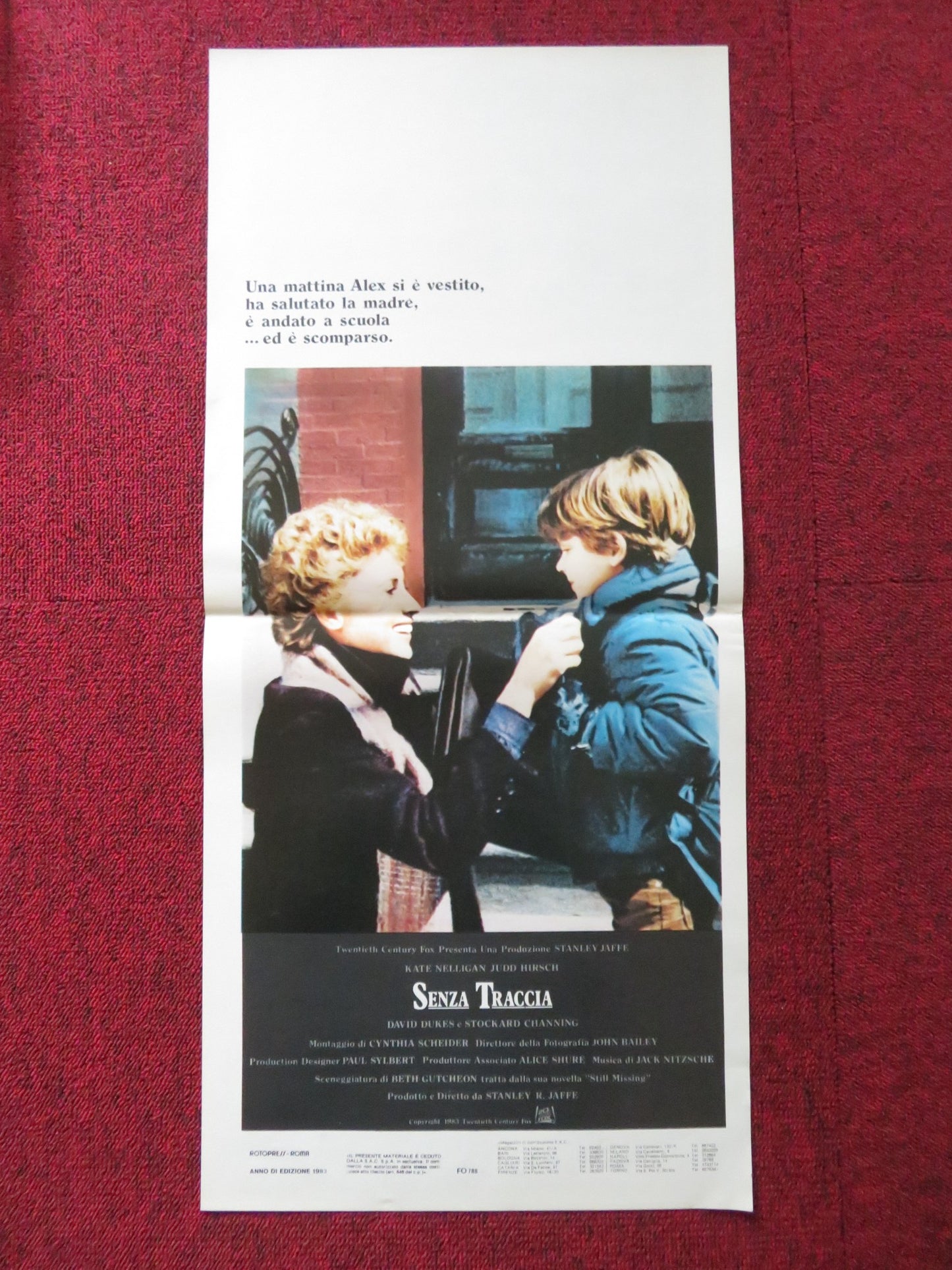 SENZA TRACCIA ITALIAN LOCANDINA POSTER KATE NELLIGAN JUDD HIRSCH 1983