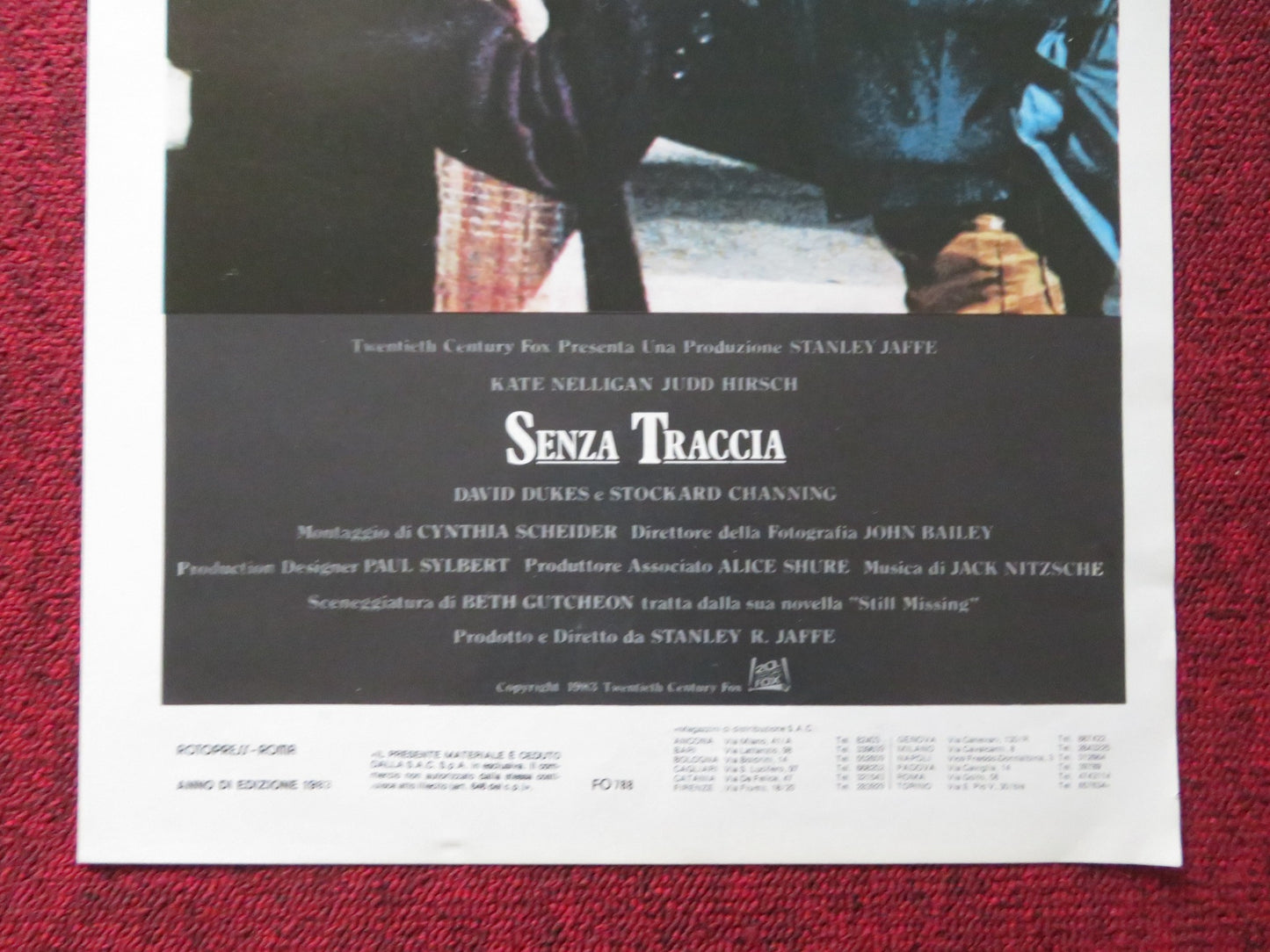 SENZA TRACCIA ITALIAN LOCANDINA POSTER KATE NELLIGAN JUDD HIRSCH 1983