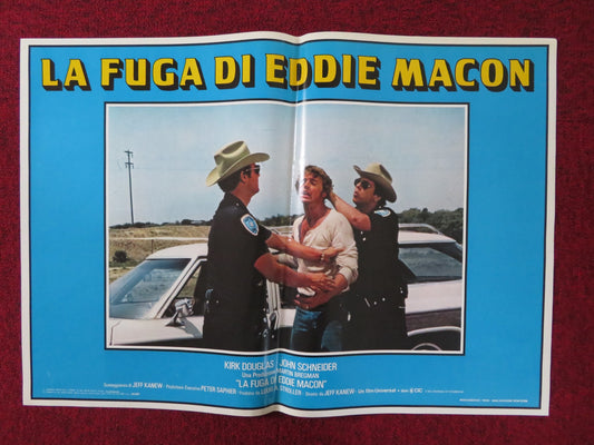 EDDIE MACON'S RUN  - D ITALIAN FOTOBUSTA POSTER KIRK DOUGLAS JOHN SCHNEIDER 1983