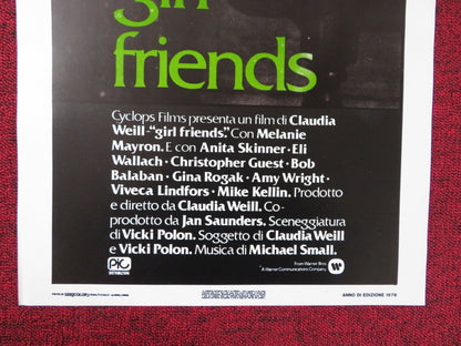 GIRLFRIENDS ITALIAN LOCANDINA POSTER MELANIE MAYRON ANITA SKINNER 1978