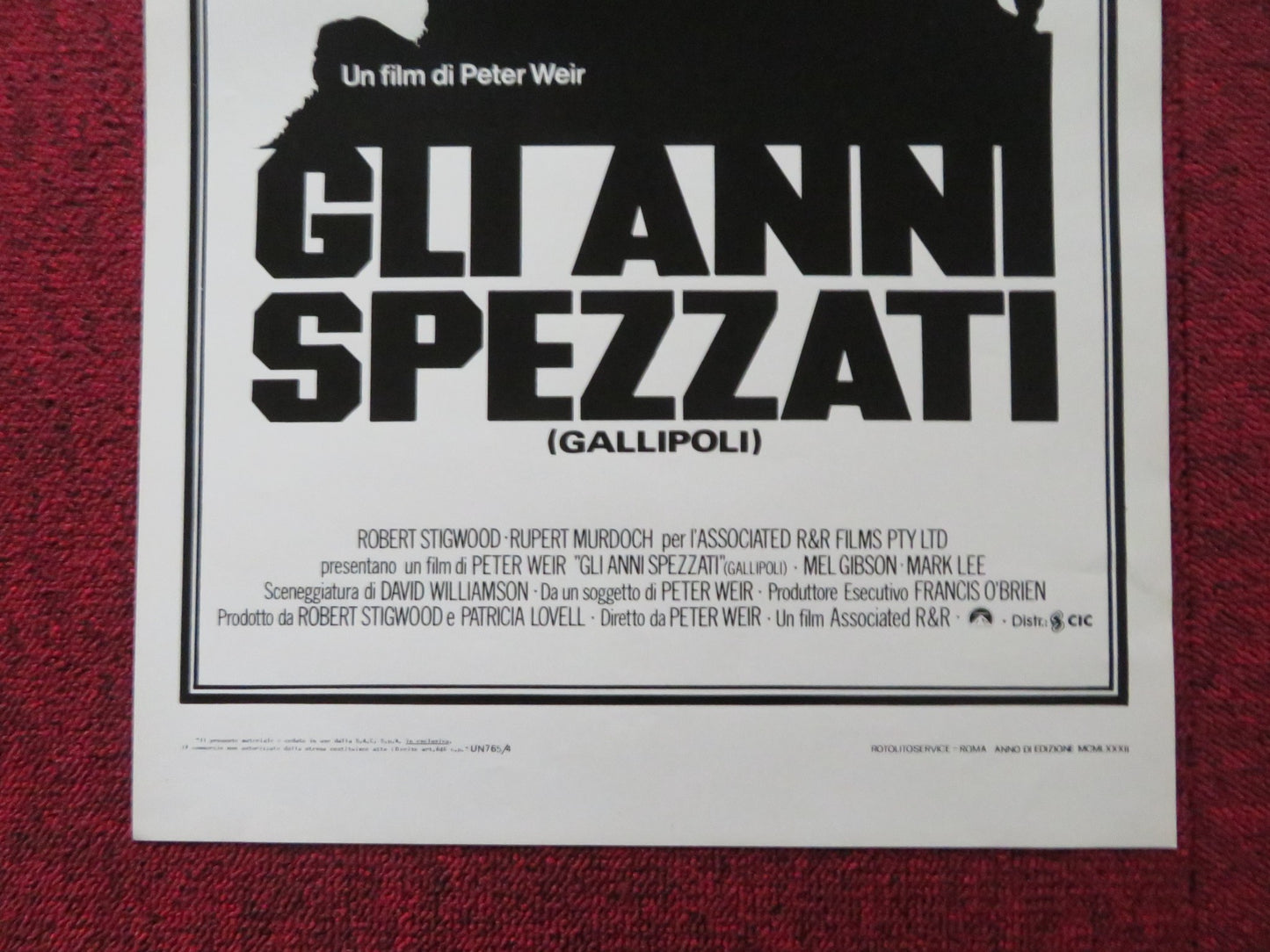 GALLIPOLI ITALIAN LOCANDINA POSTER MARK LEE BILL KERR 1981