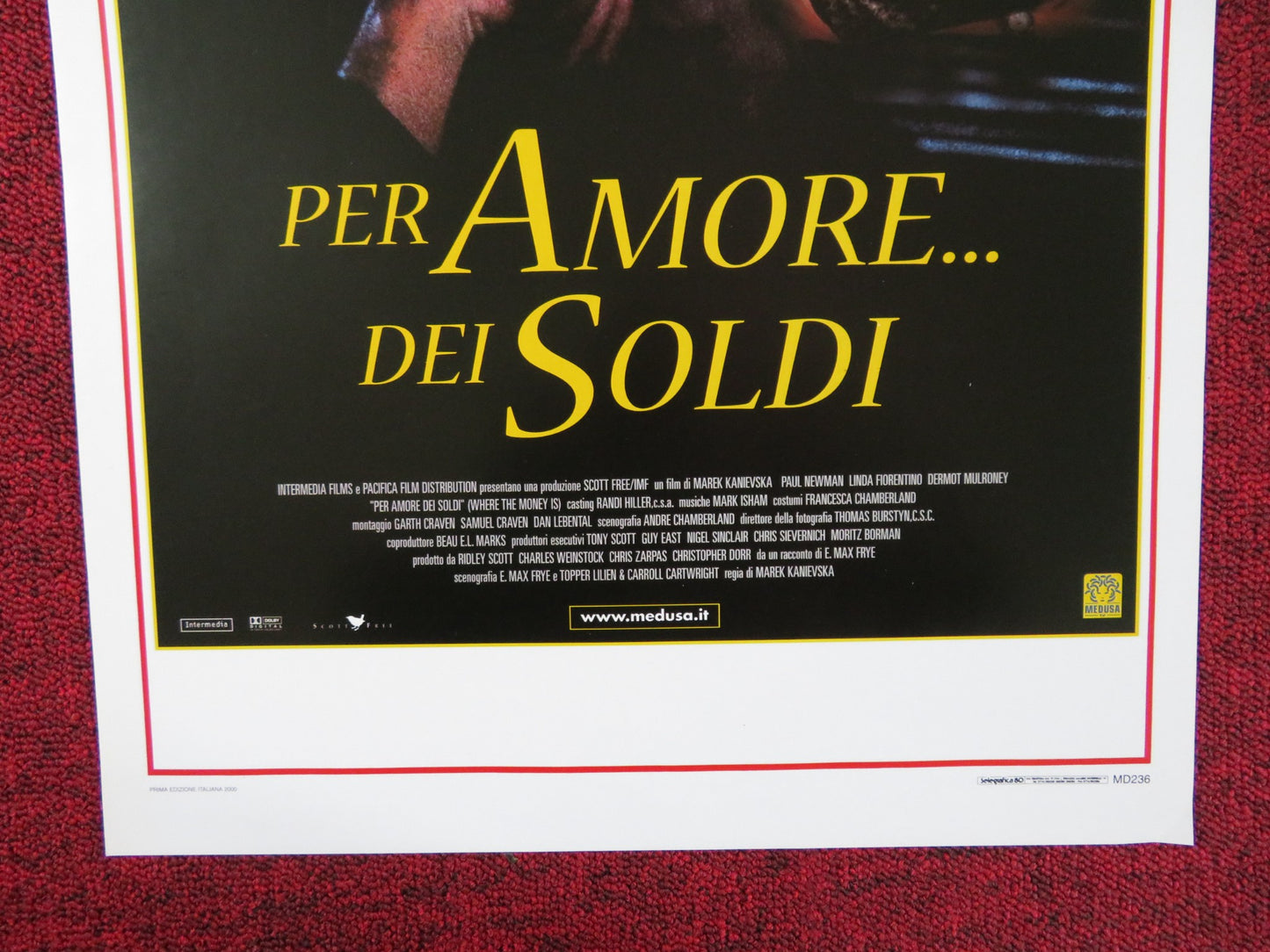 WHERE THE MONEY IS ITALIAN LOCANDINA POSTER PAUL NEWMAN LINDA FIORENTINO 2000