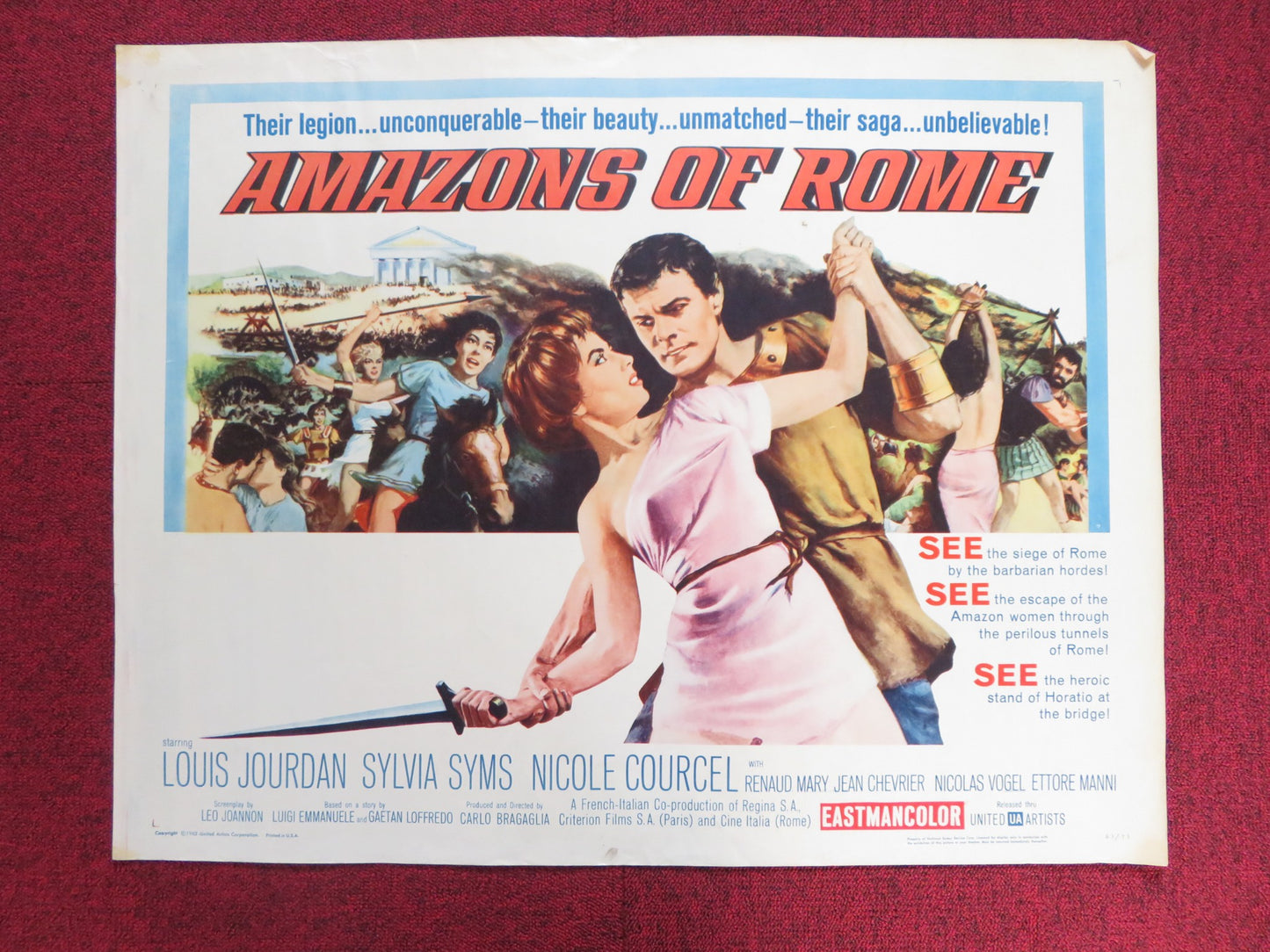 AMAZONS OF ROME US HALF SHEET (22"x 28") POSTER LOUIS JOURDAN SYLVIA SYMS 1962