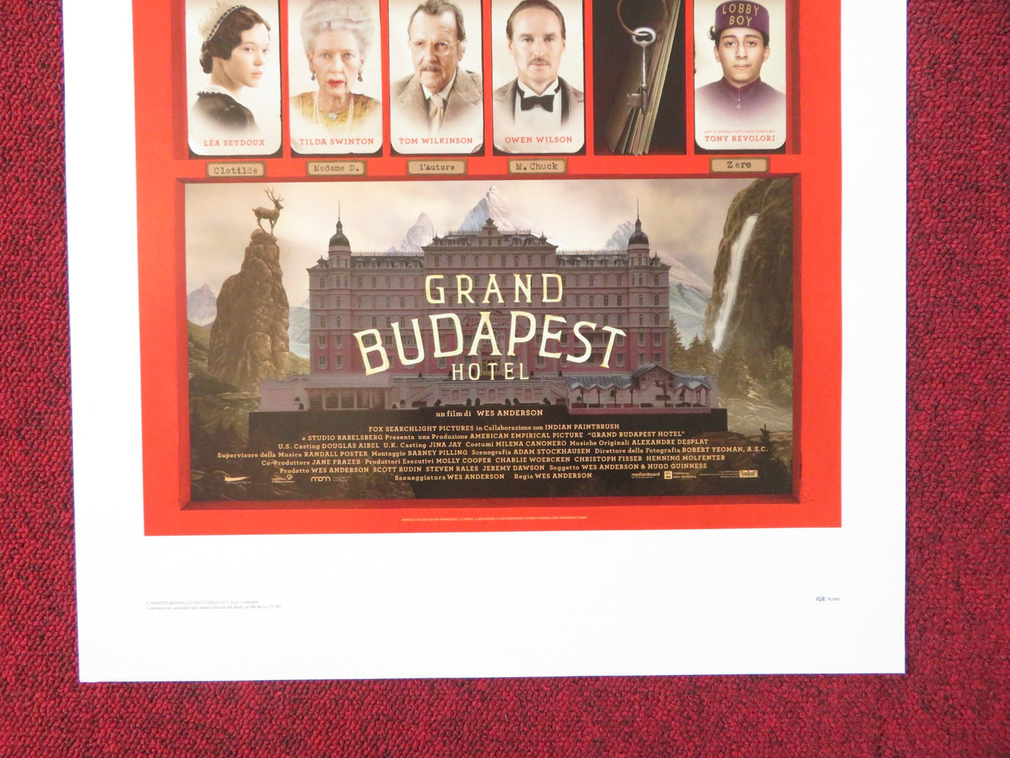 GRAND BUDAPEST HOTEL ITALIAN LOCANDINA POSTER RALPH FIENNES BILL MURRAY 2014