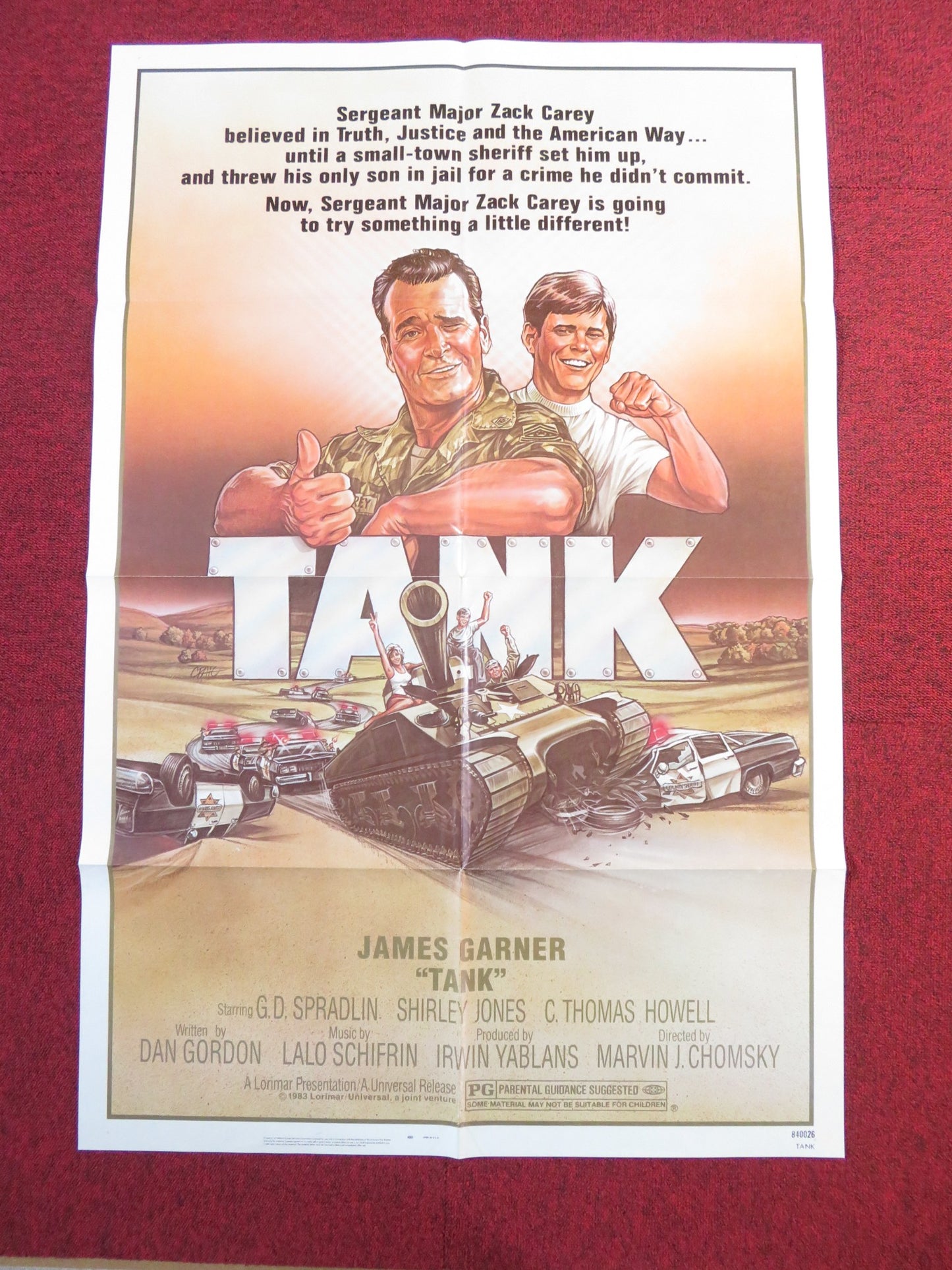 TANK FOLDED US ONE SHEET POSTER JAMES GARNER SHIRLEY JONES 1984