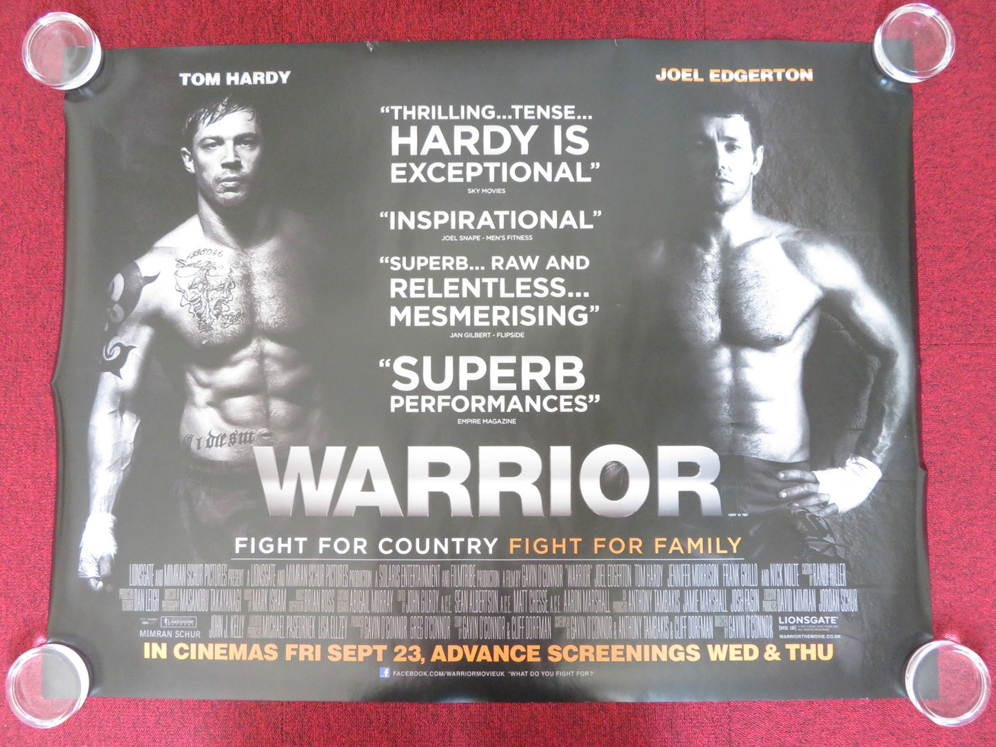 WARRIOR UK QUAD (30"x 40") ROLLED POSTER TOM HARDY JOEL EDGERTON 2011