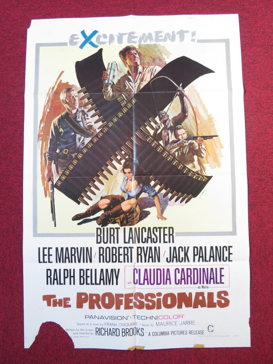 THE PROFESSIONALS FOLDED US ONE SHEET POSTER BURT LANCASTER LEE MARVIN 1966