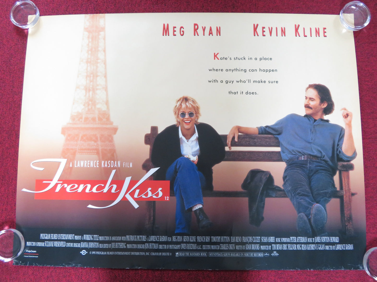 FRENCH KISS UK QUAD (30"x 40") ROLLED POSTER MEG RYAN KEVIN KLINE 1995