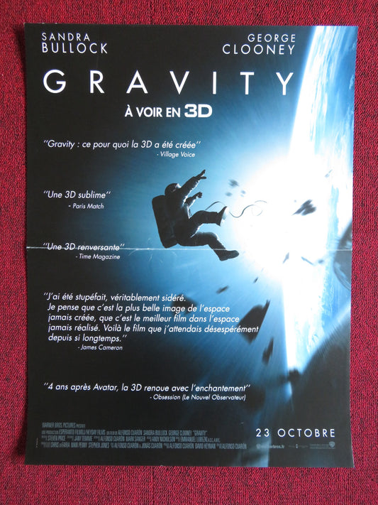 GRAVITY FRENCH (15.5" x 20.5") POSTER SANDRA BULLOCK GEORGE CLOONEY 2013