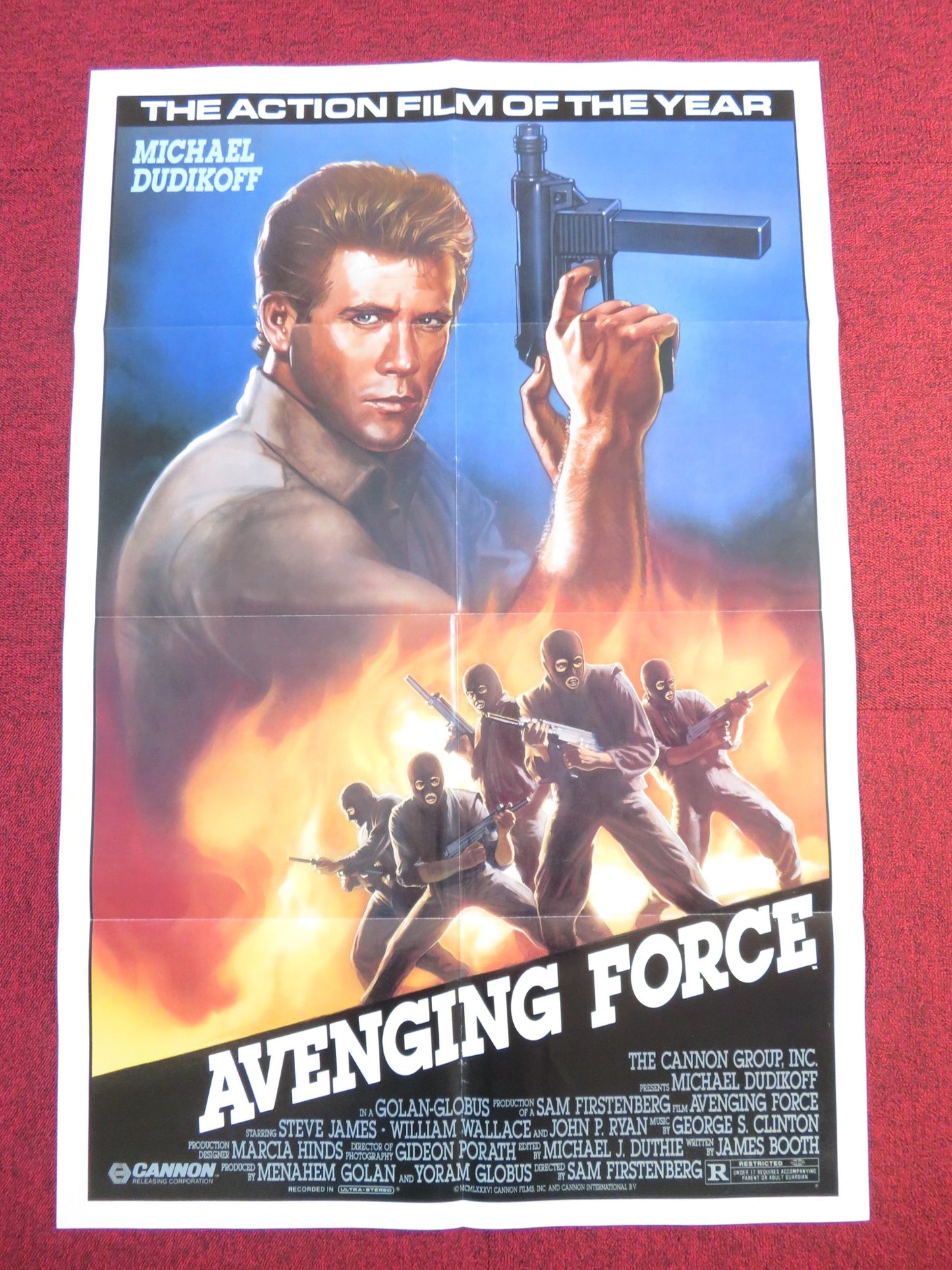 AVENGING FORCE FOLDED US ONE SHEET POSTER CANNON MICHAEL DUDIKOFF 1986