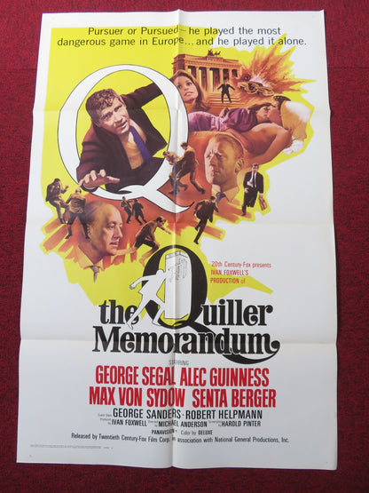 THE QUILLER MEMORANDUM - STYLE B FOLDED US ONE SHEET POSTER GEORGE SEGAL 1967