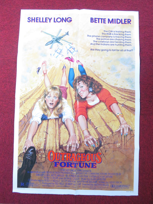 OUTRAGEOUS FORTUNE FOLDED US ONE SHEET POSTER BETTE MIDLER SHELLEY LONG 1987