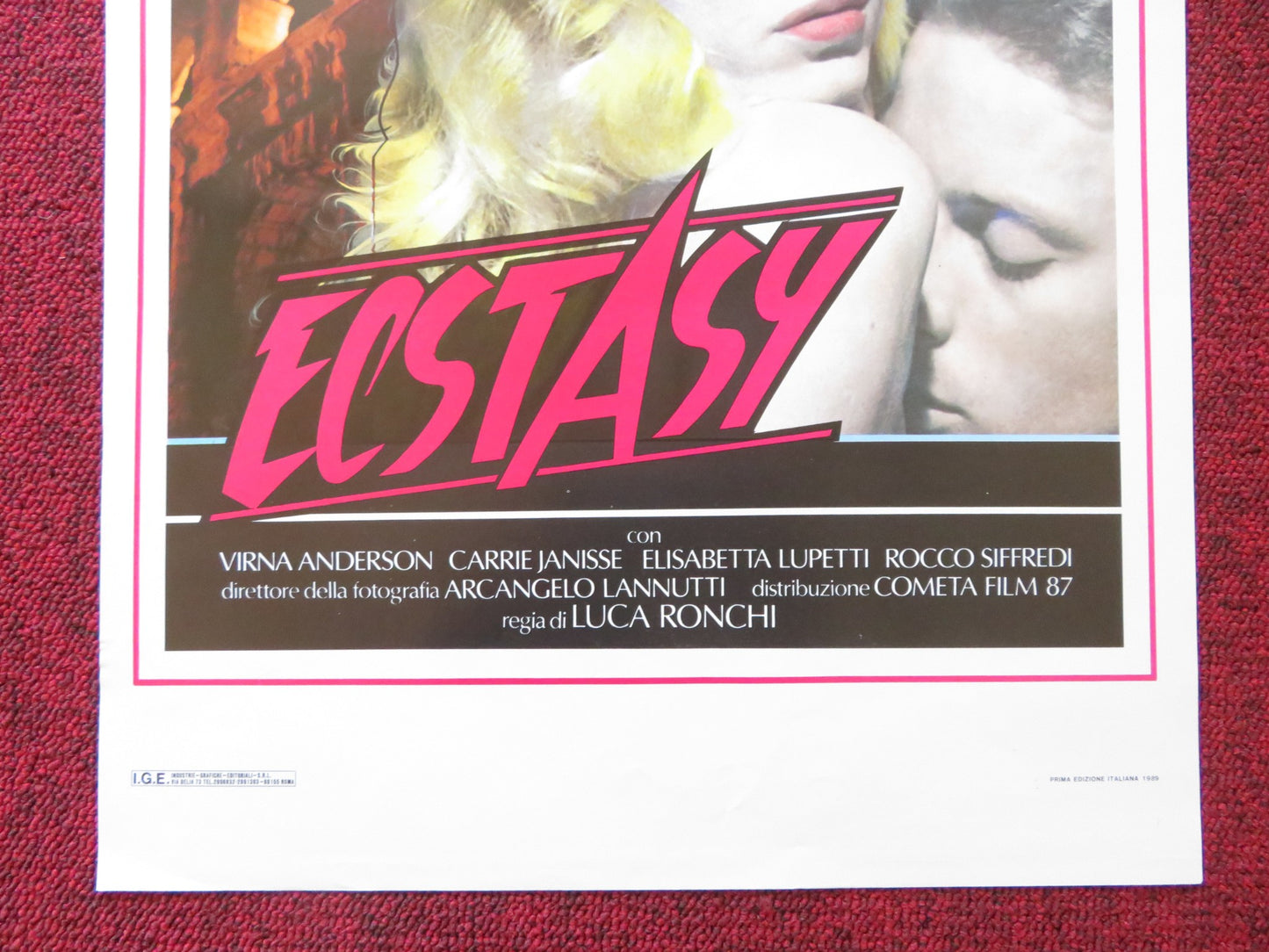 ECSTASY ITALIAN LOCANDINA POSTER MOANA POZZI CARRIE JANISSE 1989