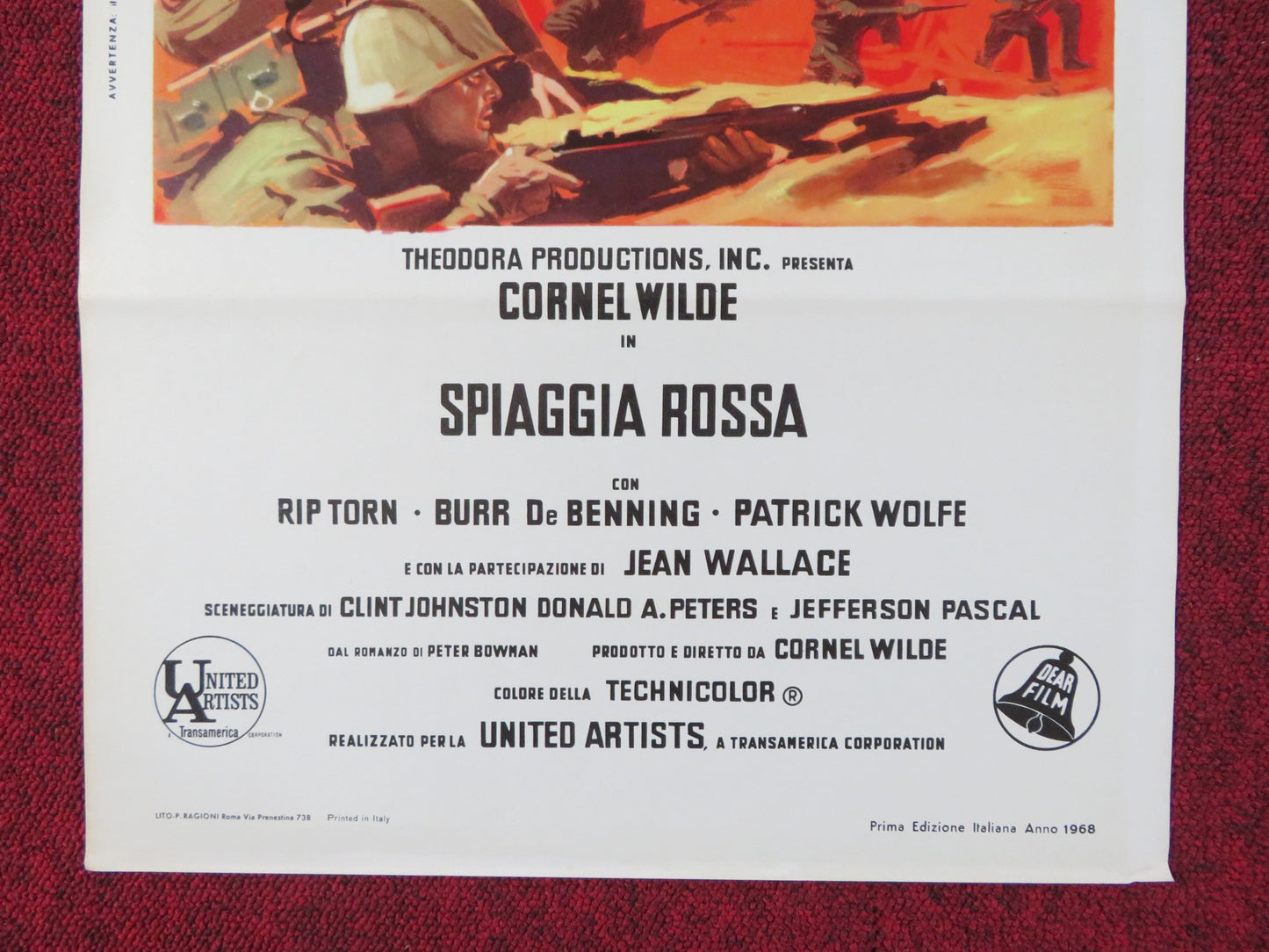 BEACH RED ITALIAN LOCANDINA POSTER CORNEL WILDE RIP TORN 1968