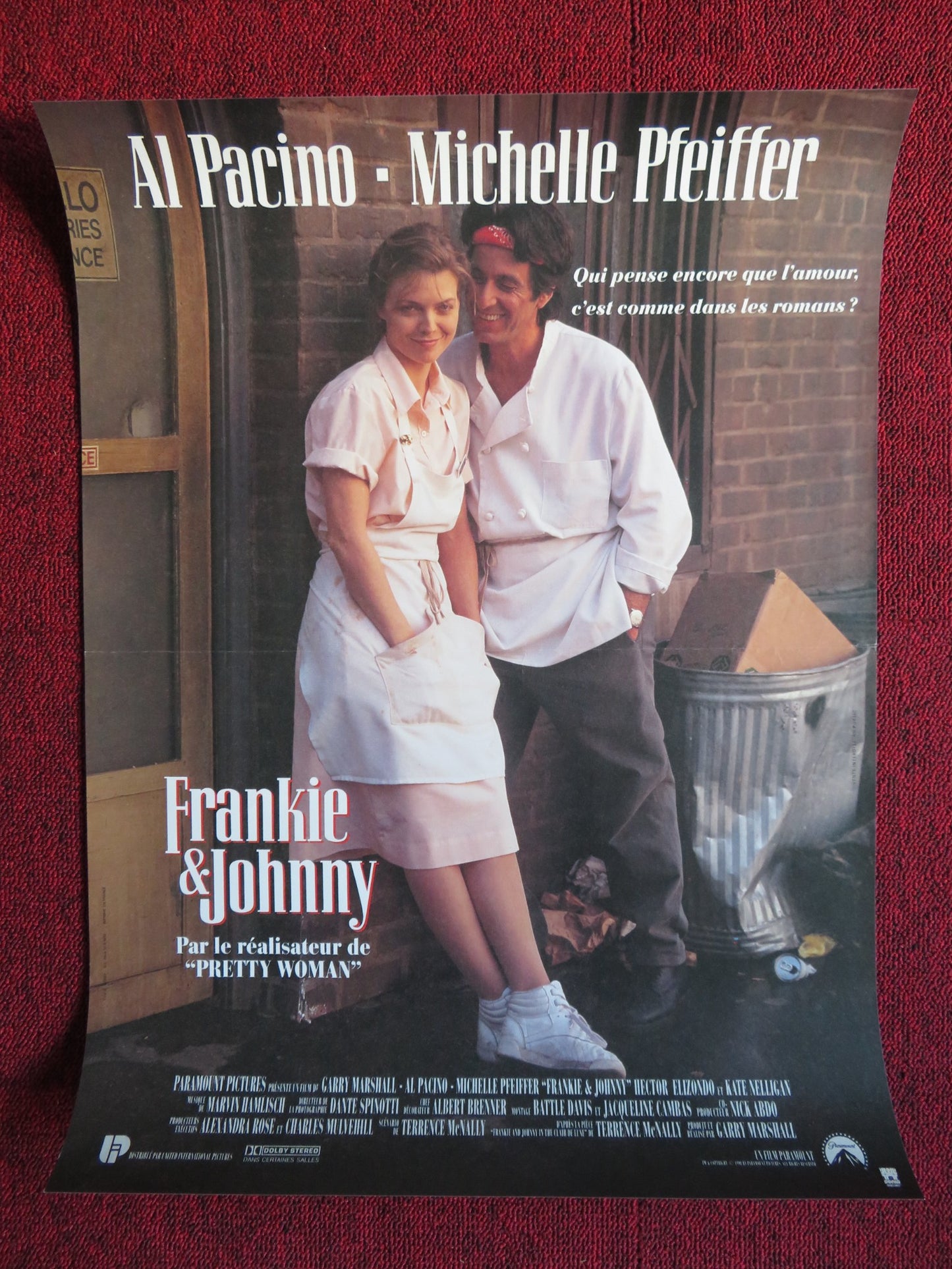 FRANKIE AND JOHNNY FRENCH (15.5" x 21") POSTER AL PACINO MICHELLE PFEIFFER 1991