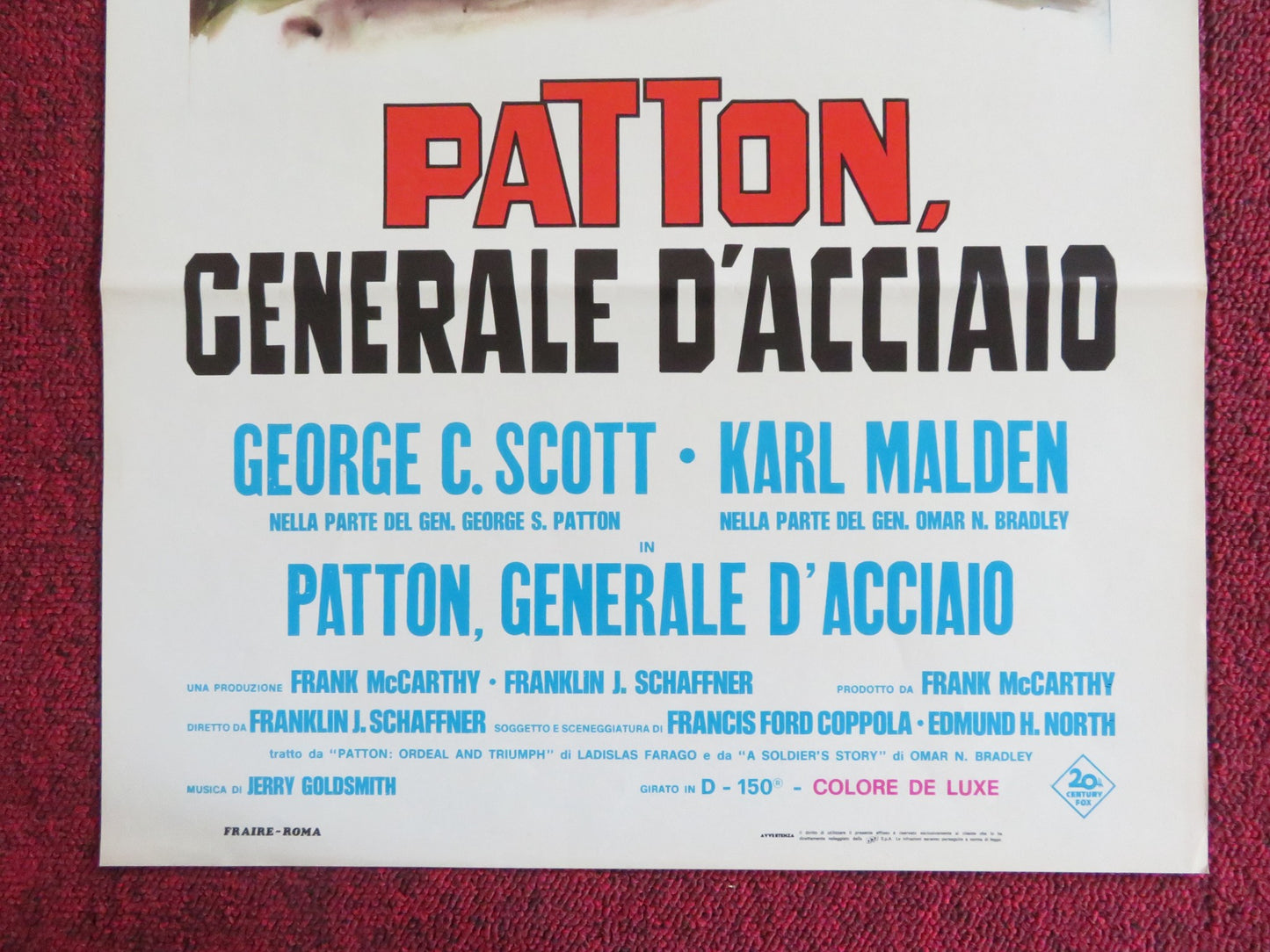 PATTON ITALIAN LOCANDINA POSTER GEORGE C. SCOTT KARL MALDEN 1970