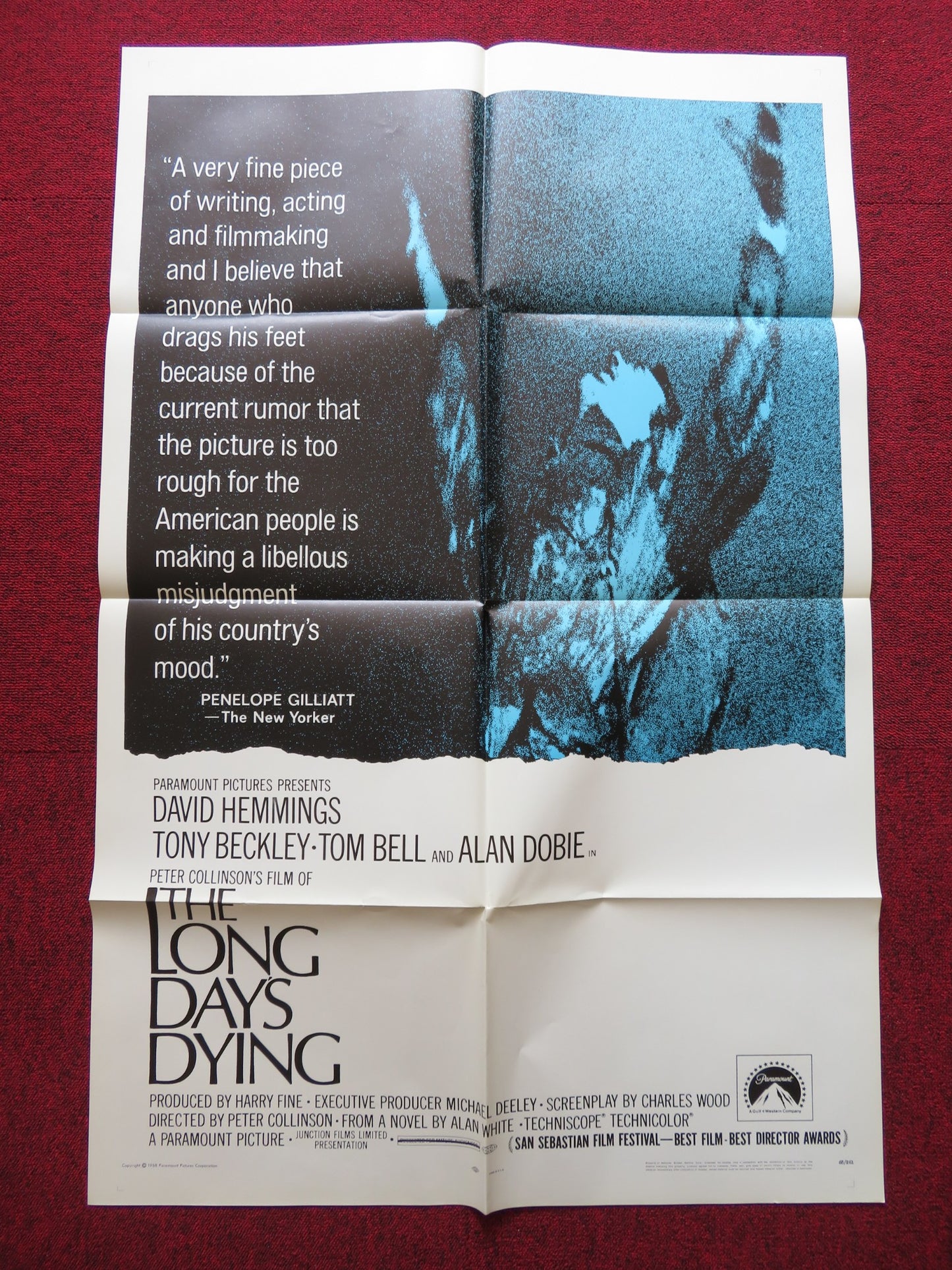 THE LONG DAY'S DYING FOLDED US ONE SHEET POSTER DAVID HEMMINGS TONY BECKLEY 1968