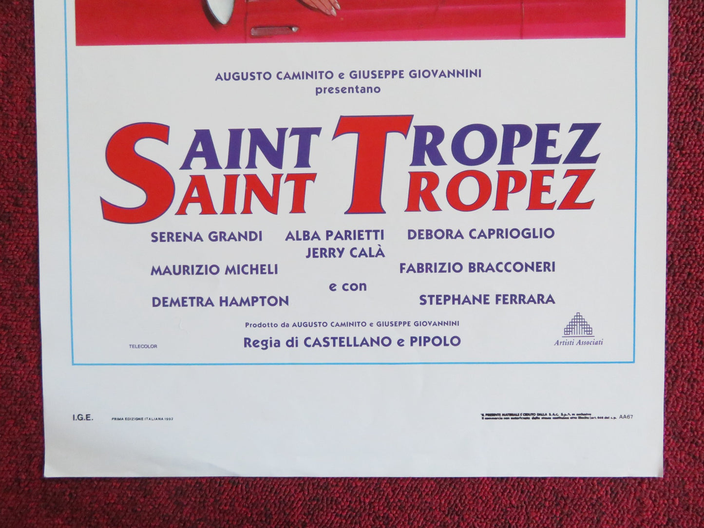 SAINT TROPEZ, SAINT TROPEZ ITALIAN LOCANDINA POSTER SERENA GRANDI 1992