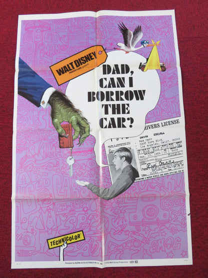 DAD... CAN I BORROW THE CAR? FOLDED US ONE SHEET POSTER DISNEY KURT RUSSELL 1970