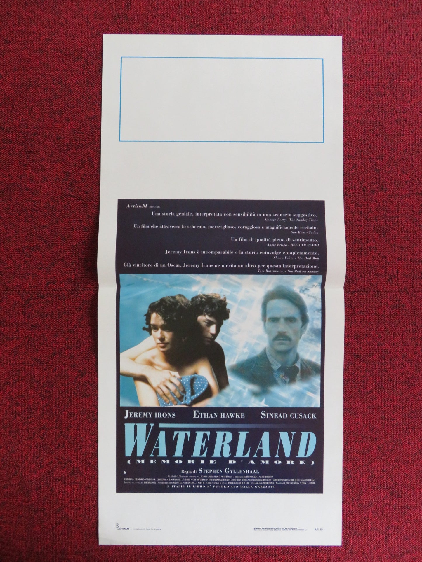 WATERLAND ITALIAN LOCANDINA POSTER JEREMY IRONS ETHAN HAWKE 1992