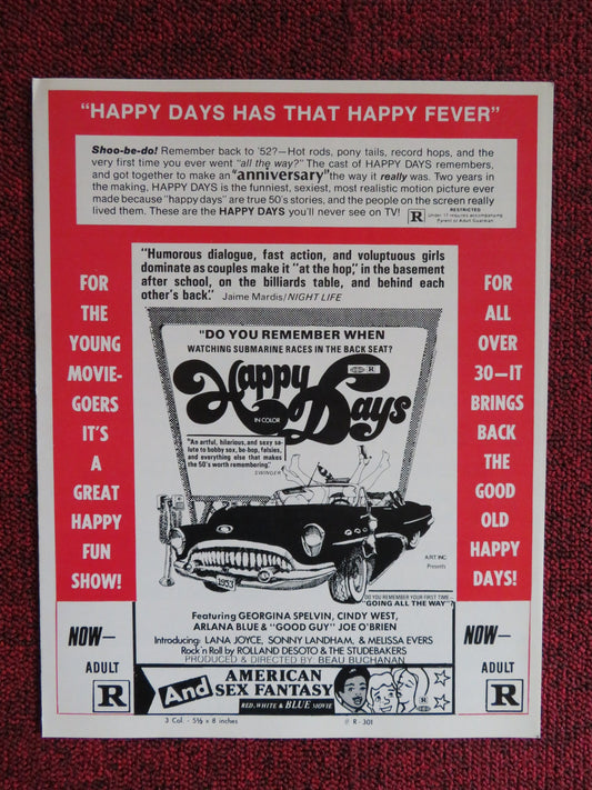 HAPPY DAYS UNCUT - US PRESSBOOK CINDY WEST JOE O'BRIEN 1974