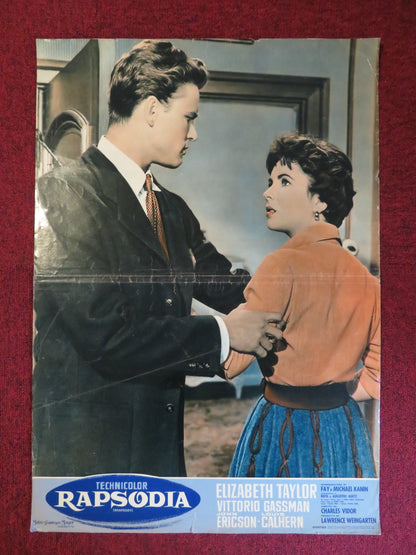 RHAPSODY ITALIAN FOTOBUSTA POSTER ELIZABETH TAYLOR VITTORIO GASSMAN 1954