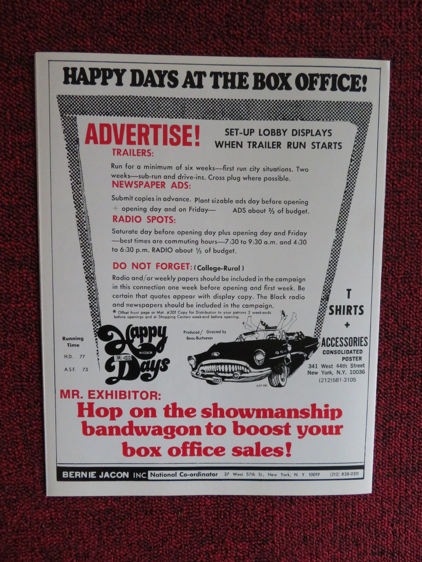 HAPPY DAYS UNCUT - US PRESSBOOK CINDY WEST JOE O'BRIEN 1974