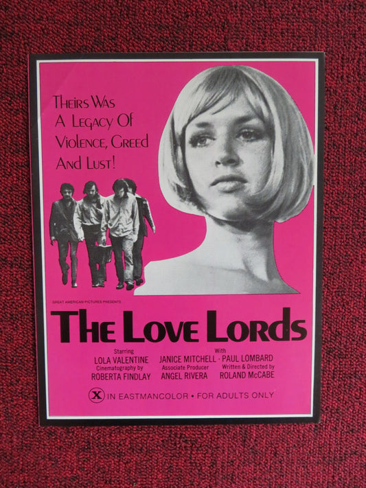 THE LOVE LORDS / Saturday Night Special - UNCUT PRESSBOOK US LOLA VALENTINE 1976