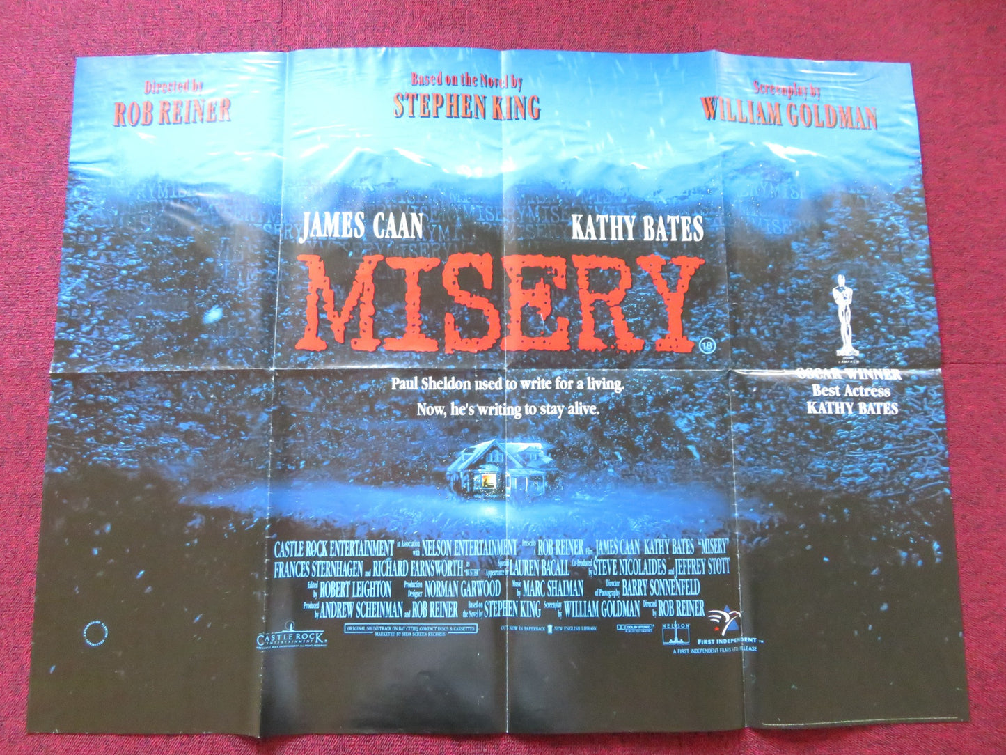 MISERY UK QUAD POSTER FOLDED STEPHEN KING JAMES CAAN KATHY BATES 1990