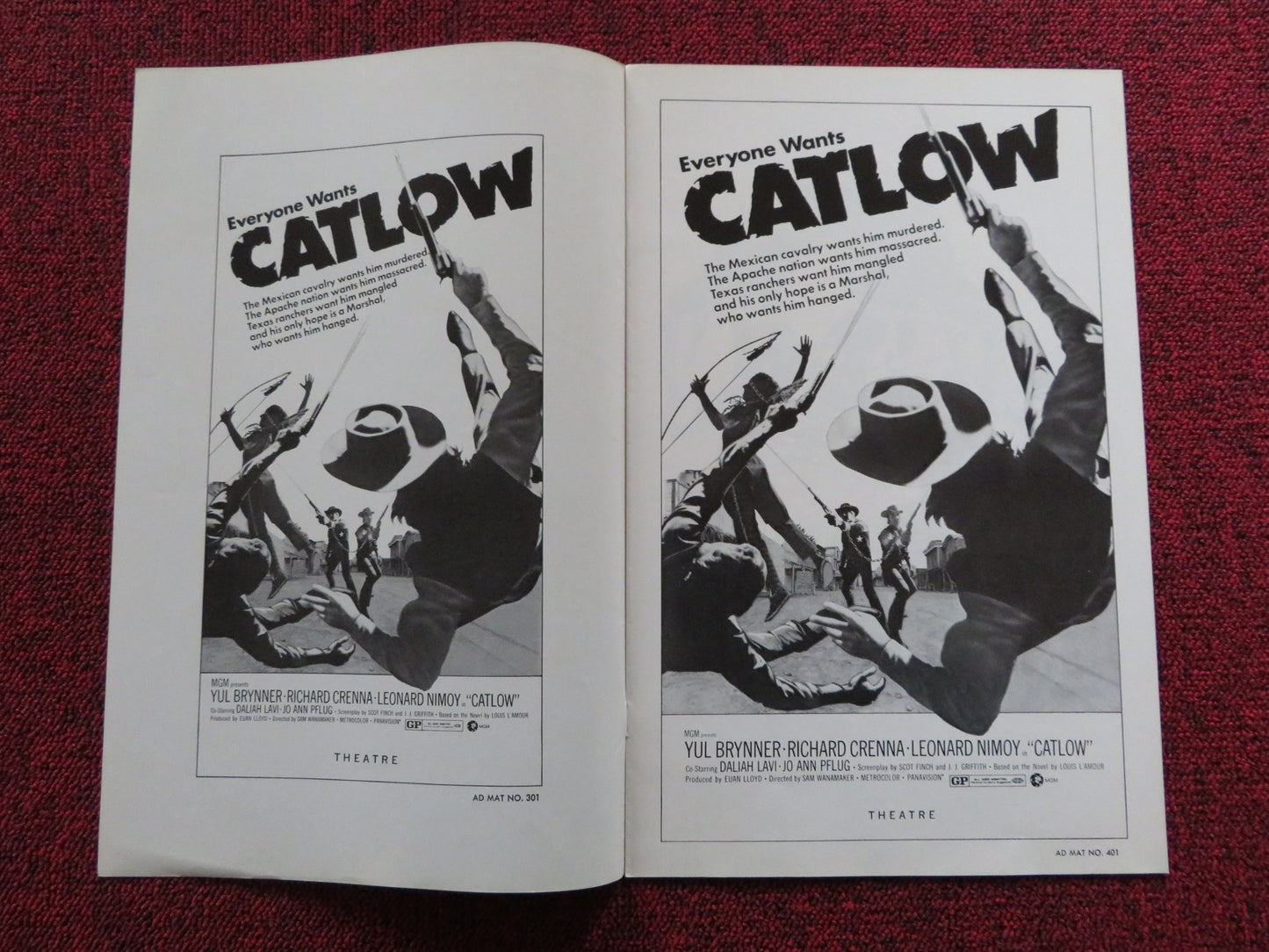 CATLOW US PRESSBOOK SUPPLEMENT- UNCUT YUL BRYNNER RICHARD CRENNA  1971