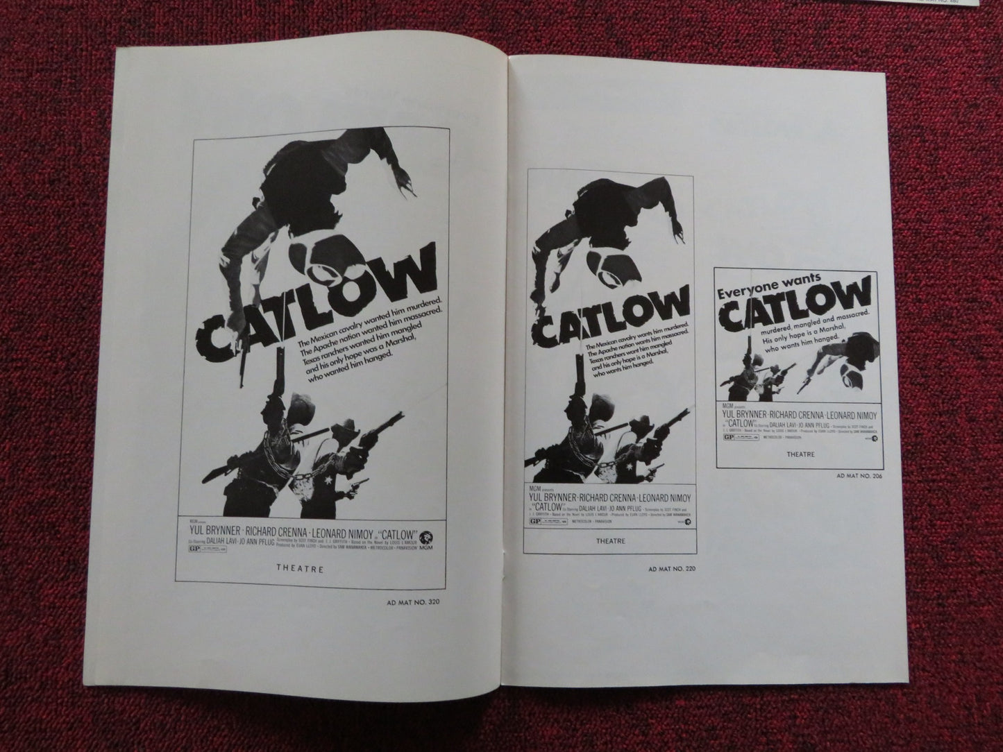 CATLOW US PRESSBOOK SUPPLEMENT- UNCUT YUL BRYNNER RICHARD CRENNA  1971