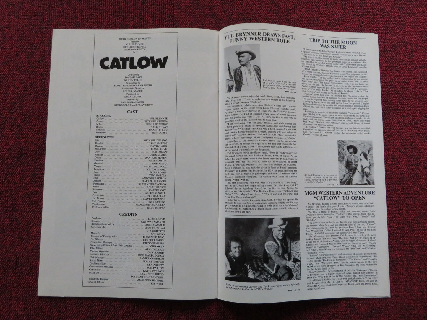 CATLOW US PRESSBOOK SUPPLEMENT- UNCUT YUL BRYNNER RICHARD CRENNA  1971